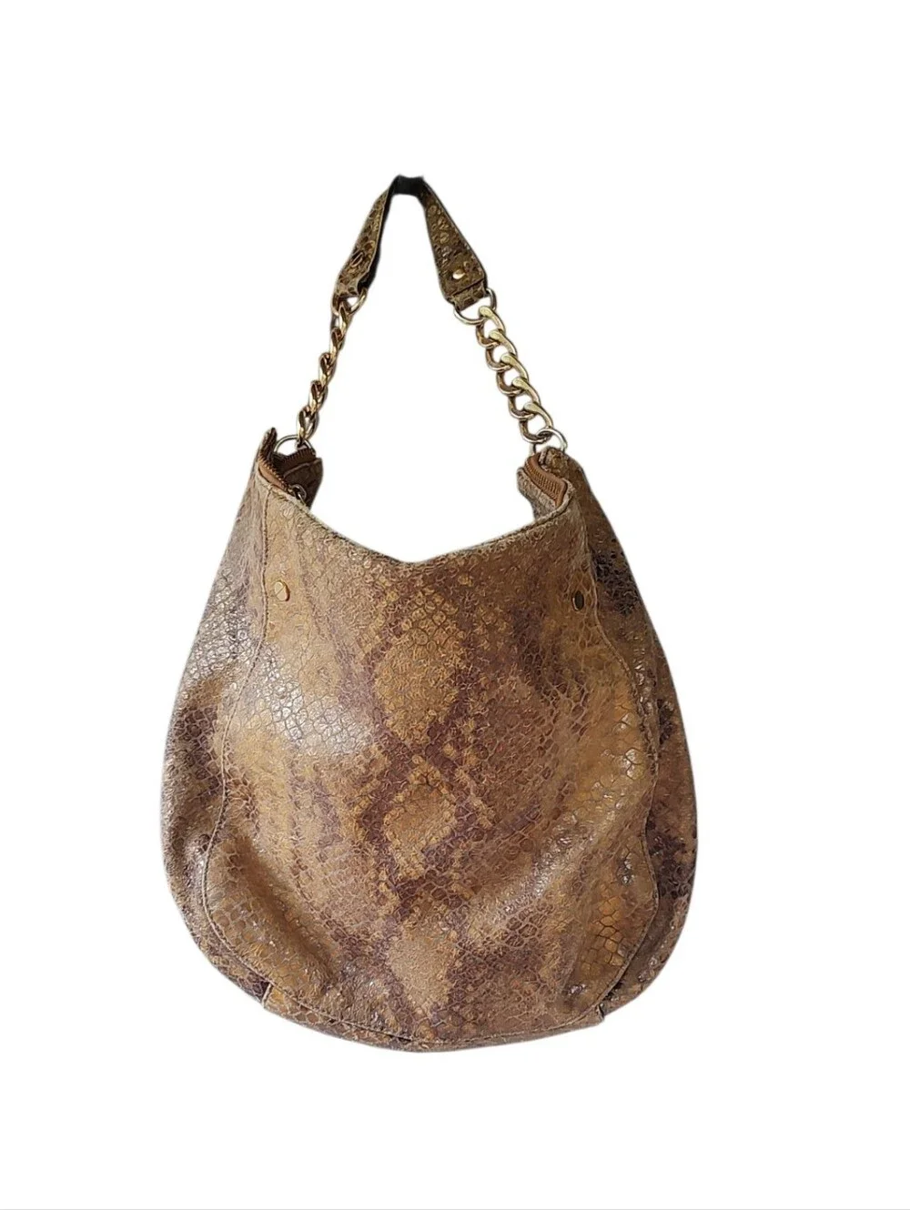 Michael Kors Brown Snake-Print Leather Hobo Bag